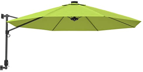 vidaXL Parasol mural avec LES pomme verte 290 cm, parasol de jardin, parasol d'extérieur, parasol de patio, parapluie, parapluie d'extérieur