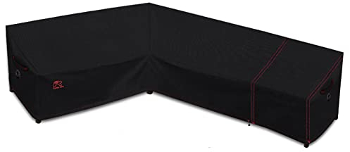Turtle Life L-Form Gartensofa Abdeckung, Outdoor Sofa Abdeckung Wasserdicht für Eck-Lounge Sofa, L-Form Gartensofa Abdeckung Schwarz, L-Form 178cm + 250cm (rechts)