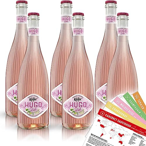 Käfer Hugo Rosé Cocktail, fruchtig, sortenreines Weinpaket + VINOX Winecards (6x0,75l)