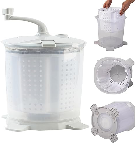 Handbetriebene Mini-Waschmaschine, Mini-Handkurbel-Waschmaschine-Dehydrator, tragbare manuelle, Nicht elektrische Waschmaschine for Zuhause, Wohnung, Schlaf, Reisen und Wäsche