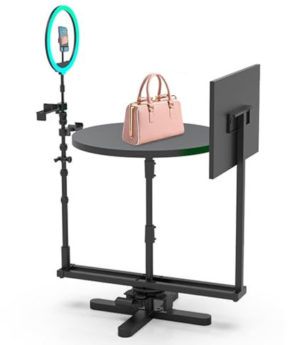 GERAZAHO 360 Degree Camera Spinner, Professional Photography Turntable Photo Booth, Equipped with LED ring light, For Photography Food Jewelry, Commercials Video
