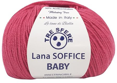 gomitoli di lana Soffice Baby 50g - 175 metri 50% lana e 50% dralon per capi morbidi e alla moda (BABY, fucsia - 226)