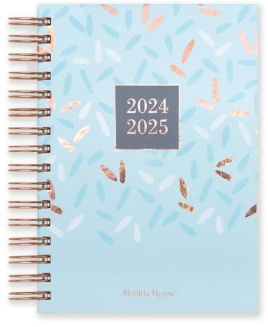 Matilda Myres Schülerkalender 2024-2025, A5, ein Tag pro Seite, Spiralbindung, Spiralbindung, Jahreskalender, Juli 24 bis Juli 25, Blau
