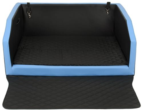 Velinda Autohundebett Reisebett Hundebett für Kofferraum Transportsystem 100x70cm (Farbe: schwarz, blau)