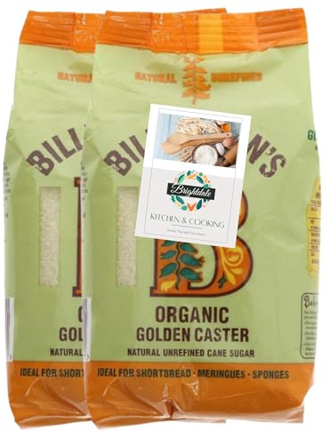Caster Sugar Bundle with Billingtons Organic Golden Caster Sugar 500g 2 Pack + Brightdale Kitchen Card