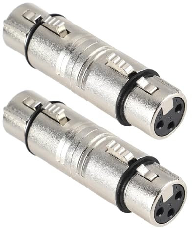 2 Pack XLR Coupler XLR 3 Pin Female to Female Adapter Gender Changer Mic Barrel Extension Expand Connectors for RF Audio Interfaces Camera Microphone Mixing Console Power Amplifiers Sound Cards