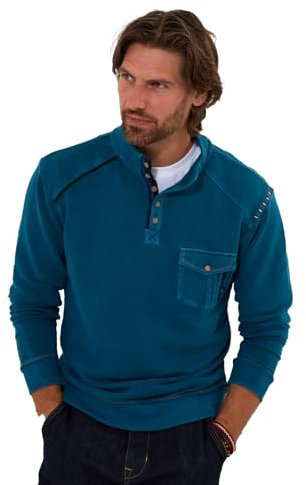 Joe Browns Men's Customised Funnel Neck Sweatshirt, Regular Fit, Blue, XL