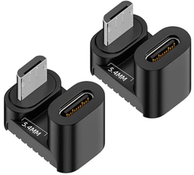 Strhowill 2Packs typeC Female to Micro USB Male 180 Degree U-Shaped Angle Down Connector for Charging or Data Transfer,480Mbps 5V 2A (U-Shaped Angled Down 2Pcs)