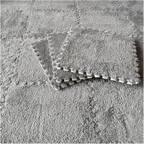 KDSD8FFF 12 Pack Interlocking EVA Foam Mats | 30X30x1cm Plush Crawling Mat | Square Splice Floor Tiles | Soft Puzzle Playmat for Playroom & Bedroom,Light Grey
