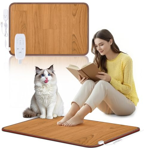 Scaldapiedi Elettrico NujorWarm, Tappetino Riscaldante da Sotto la Scrivania con 10 Livelli di Calore e Timer, Tappeto Riscaldante a Risparmio Energetico per Ufficio, Casa, Studio 220V 120W 47x67cm SZ