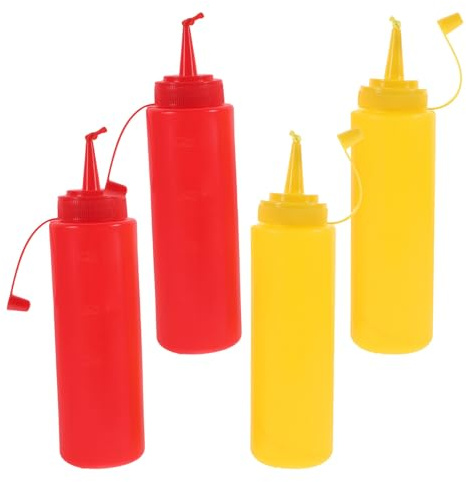 Abaodam 4 Stück Teiliges Lustige Prank Ketchup und Senf Flaschen Realistische Simulation Kompakt und Sicher als April-Scherz Party Zubehör und Witziges Spritzspielzeug für Feiern