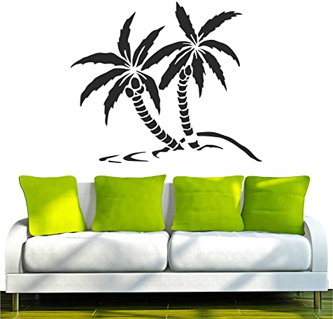 INDIGOS UG - Wandtattoo Wohnzimmer - Wandaufkleber Palme Baum Pflanze 80x67cm, schwarz w430 - Aufkleber Kinderzimmer Schlafzimmer Küche Badezimmer Büro Dekoration