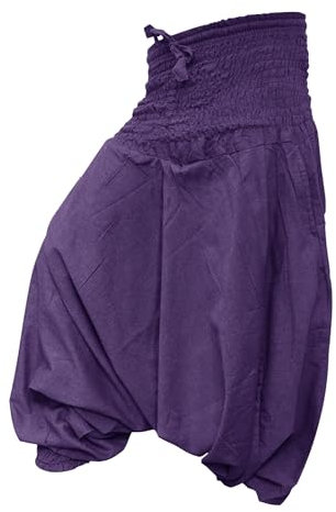 SHOPOHOLIC FASHION einfarbig locker sitzend Haremshose Aladdin Hippie Hose, Einfarbig Violett Violett