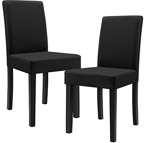 [en.casa] Esszimmerstühle Hamburg 2er Set Küchenstühle Kunstleder Polsterstuhl 89 x 43 x 54 cm Holzbeine Schwarz