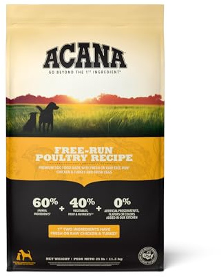 ACANA Grain Free Dry Dog Food Free Run Poultry Recipe 25lb Bag