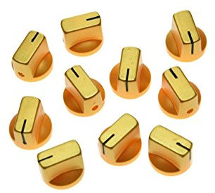 KAISH Juego de 10 pomos de pedal de efecto amplificador para guitarra con tornillo de fijación, color dorado