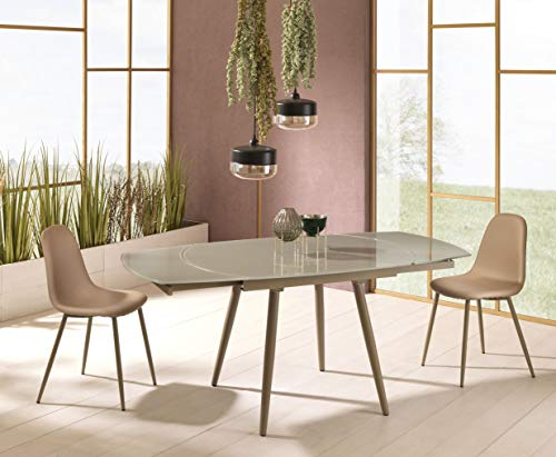 Stone s Kyoto Four Esstisch, ausziehbar, Metall, Taupe, 120/180x90x76 cm