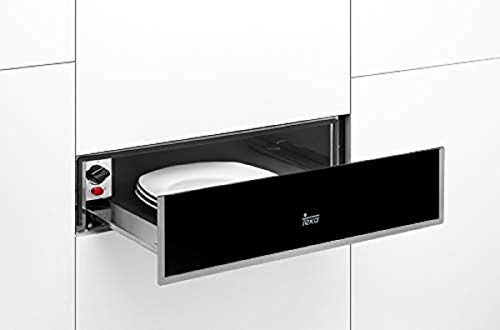 Teka CP 15 GS - Calientaplatos con Termostato Regulable, Apertura Push-Pull, Capacidad para 6 Servicios, Termostato Regulable, Cajón Telescópico, Color Cristal Negro con Marco