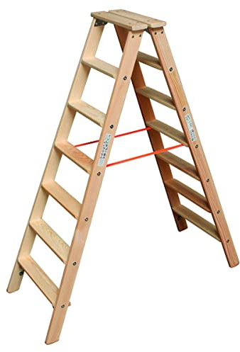 Krause 818249 Stufen-Doppelleiter, Holz, 2x7 Stufen