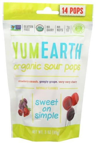 YummyEarth Organic Lollipops Super Sour, Super Sour (Case of 6) / 3 oz