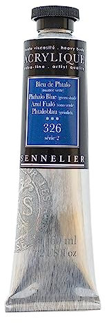 Sennelier Tube de peinture acrylique 200 ml, série 2 bleu phtalo (teinte verte)