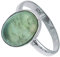 CHICNET Ring aus 925 Sterling Silber und Prehnit Stein, grün oval hellgrün eingefasst Steinringe, Damen Herren Fingerringe, Ringgröße 50 bis 58 Silberringe