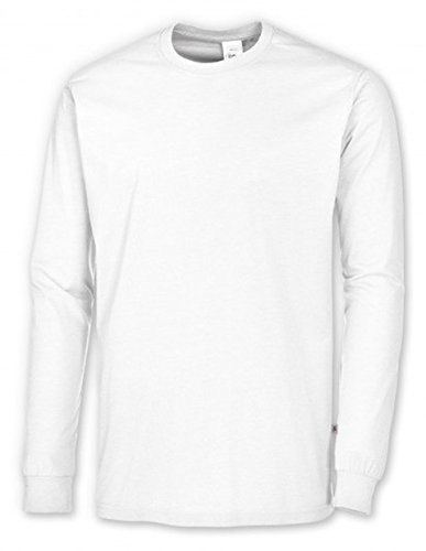 BP 1620-171-21-4XL Langärmeliges Unisex-T-Shirt, 1/1 Ärmel, Rundhalsausschnitt und Strickbund, 70 cm, 180,00 g/m² Stoffmischung, weiß, 4XL
