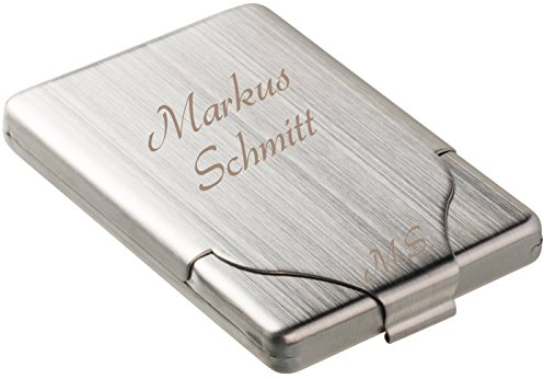 Zigarettenetui mit Gravur Visitenkartenetui mit Gravur mattsilber Edelstahl Zigarettenbox Visitenkartenbox personalisiert