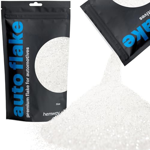 Hemway Premium Automotive Glitter Flake Paint Additive - White Iridescent | Fine Metal Flakes for Car, Truck, RV, Motorbike & Boat Decoration | Mix with Auto Paint | 100 g