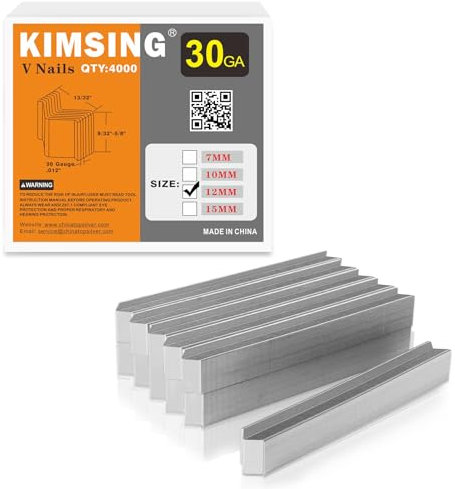 12MM Clavos en V 30 Gauge 10.3mm Diametro 12mm Longitud UNI Hard Wood Type V Nails for V1015 Picture Frame Nailer 4,000 PCS/BOX