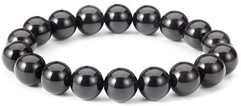 Naturel Noir Obsidienne Bracelet 10 MM Tibétain Mala Perle Cristal Pierres Précieuses Bracelet pour Hommes Femme