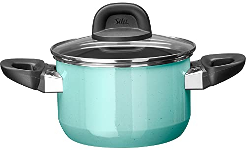 Silit Modesto Line Kochtopf klein 16cm, Glasdeckel, Fleischtopf Induktion 2l, Silargan Funktionskeramik, grün