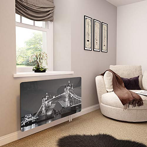 Glass Radiator Cover Printed - Tower Bridge in Black and White - Premier Range in 1420mm Wide x 640mm High