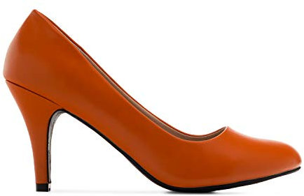 Andrés Machado - Zapatos de Tacón para Mujer - Tacón Fino - AM422 - Tallas pequeñas, Medianas y Grandes - Estilo Retro - Talla pequeño - Tejido Simil Piel Naranja - Talla EU 41