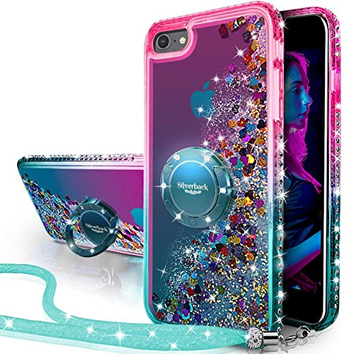 Miss Arts Hülle für iPhone SE 2022 Hülle, iPhone SE 2020 Hülle, iPhone 7/8 Hülle,Mädchen Glitzern Handyhülle, Flüssigkeit Treibsand Schutzhülle für iPhone SE 2022/SE 2020/8/7 - Grün