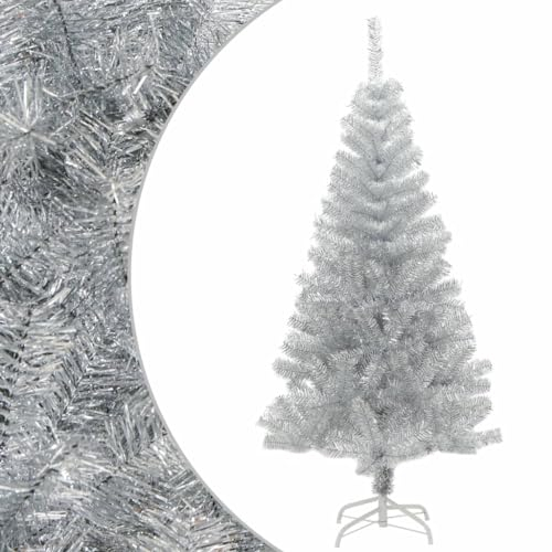 vidaXL Künstlicher Weihnachtsbaum mit Ständer Christbaum Tannenbaum Dekobaum Kunstbaum Weihnachten Dekoration Weihnachtsdeko Silbern 150cm PET