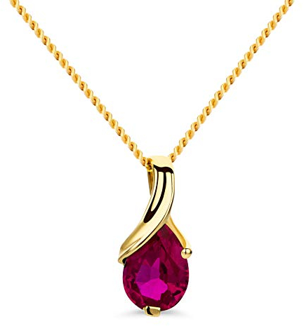 OROVI – Kette Damen aus 14 Karat (585) Gelbgold mit ovalem Rubin im Tropfenschliff (0.90 ct) – Filigrane Edelstein Halskette Damen mit Anhänger – Goldkette Allergenfrei & handgemacht (45 cm)