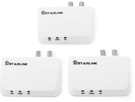 StarLink MoCA 2.5 Adaptador, Full-Duplex Gigabit Ethernet, Proporcionando 2.5Gbps vía Cables Coaxiales, 3 Unidades (MN2525)