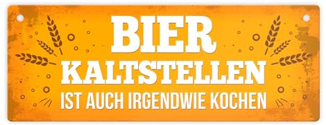 Bier kaltstellen ist auch irgendwie kochen Metallschild XL mit Bier Motiv