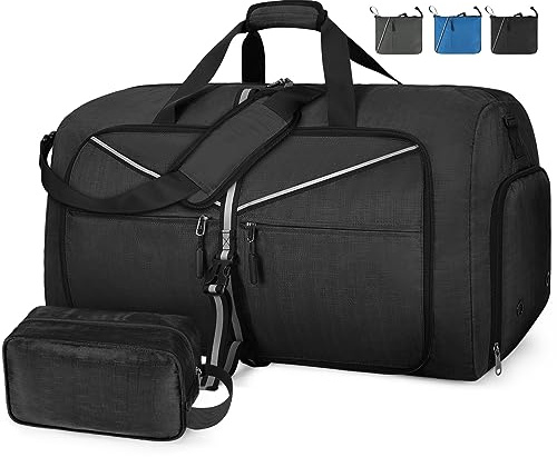 Lubardy Reisetasche Groß 65L Leichte Sporttasche Herren Damen mit Schuhfach Faltbare Reisetaschen Weekender Übernachtung Tasche Duffel Taschen
