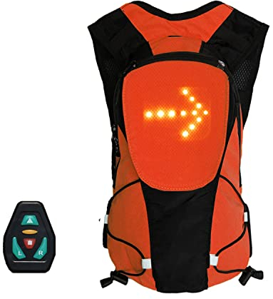 YLZBA Bike Rucksack mit Blinker,Fahrradrucksack mit LED Licht Blinker Wasserdichter Atmungsaktiver Fahrradrucksack für Outdoor Sicherheit Nacht Reiten Lauf Camping (Color : Orange-red)