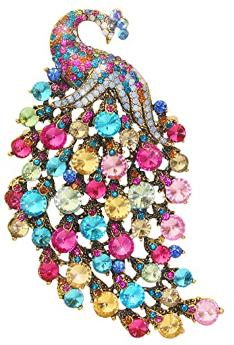 KristLand Broche De Paon Big Animal Broche D'oiseau avec Cristal Scintillant Strass pour Femme Fête Mariage Costume Coffret Cadeau