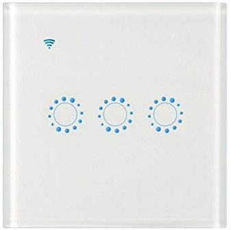 Smart Light Switch, Smart Home WiFi Wireless Panel Touch Wall Light Remote Control Switch Works with Alexa and Google Home, APP Remote Control (White 3 Gang)