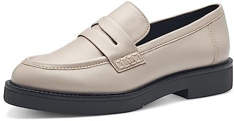 MARCO TOZZI Damen Loafer ohne Absatz aus Kunstleder Klassisch, Grau (Taupe), 39