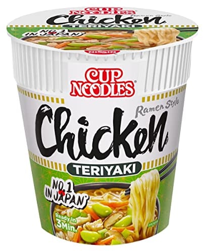 NISSIN Cup Noodles Chicken Teriyaki Flavoured Instant Noodles, 70 g Pot (Pack of 8)