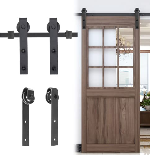 TRMLBE Set di Ferramenta per Porte Scorrevoli Sistema di Guide per Porte Scorrevoli in Legno Binario di Guida Set Completo di Accessori - 183 cm