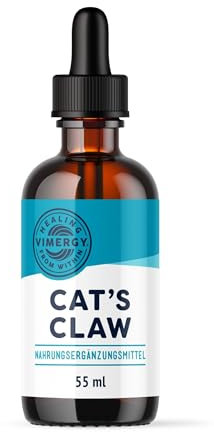 Vimergy Katzenkralle – Katzenkralle Flüssig – Flüssiges Katzenkralle Glycerin – Nahrungsergänzungsmittel Vegan – Ohne Zucker, Bindemittel, Gentechnik und Gluten (55 ml)