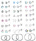 Diamday 24Pairs 20G Surgical Steel Stud Earrings for Women Men CZ Heart Flower Star Moon Multipack Flat Back Earrings Set Earrings Stud Hoops Helix Tragus Daith Earrings Helix Piercing Jewelry 1