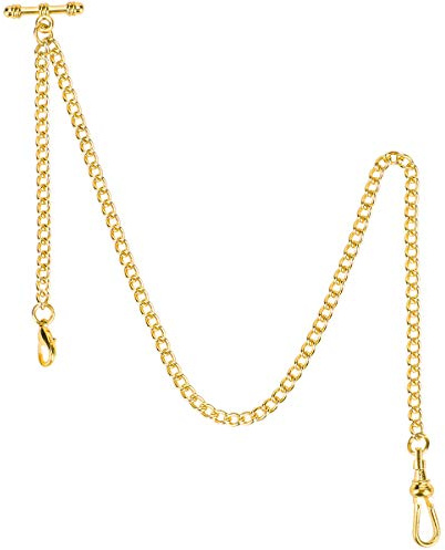 SIBOSUN Pocket Watch Chain Vest Chain with T-Bar for Vest Silver Watch Chain Link