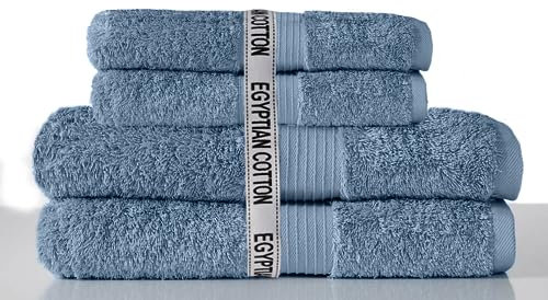 Handtuch Set Giza LINE Handtücher aus 100% ägyptischer Baumwolle 4-teiliges (Babyblau)